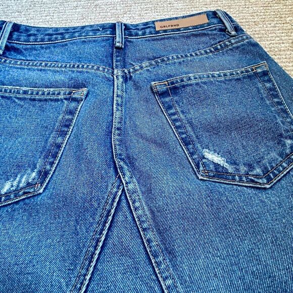 EUC GRLFRND Eva Distressed Denim Mini Skirt Walk This Way High Size 26 REVOLVE - Picture 8 of 15